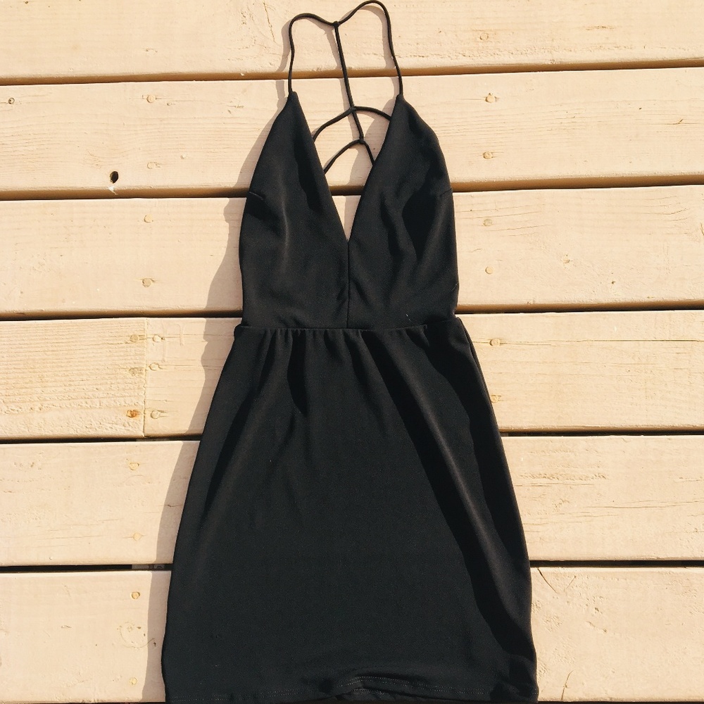 Silence and Noise Black Strappy Bodycon Mini Dress
